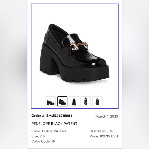 Steve Madden Penelope Black Patent New in box bought 109.95 selling 75, size 7.5 - Picture 1 of 2